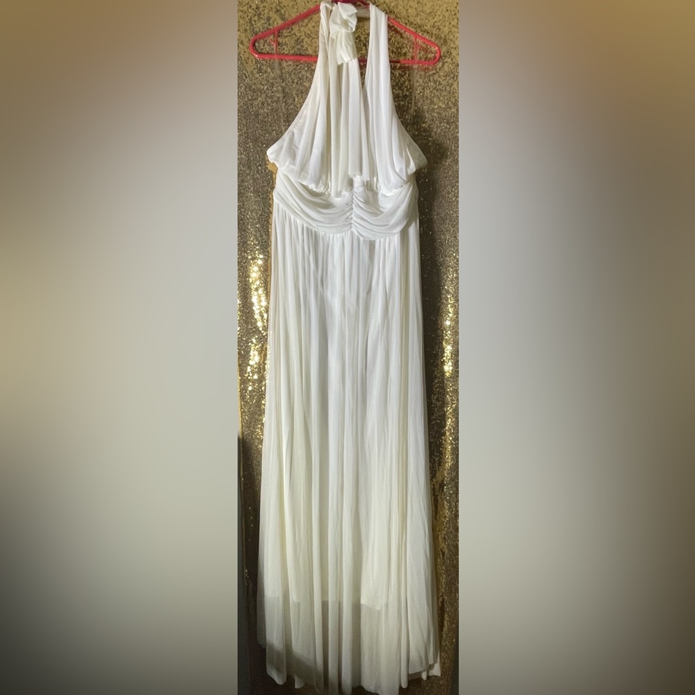 White 1X sheer flowing dress.